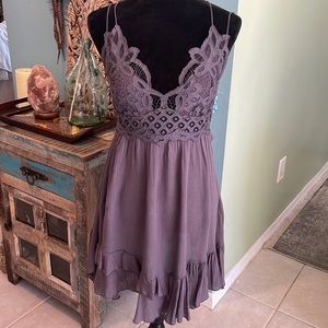 Free People Purple Grey Adella Crochet Dress